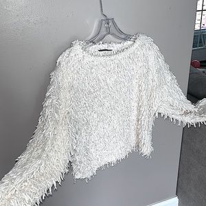 Zara White Fringe Top